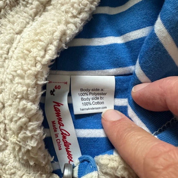 Hanna Andersson Soft Fleece Hooded Romper - Tan - Size 60 - Picture 5 of 5